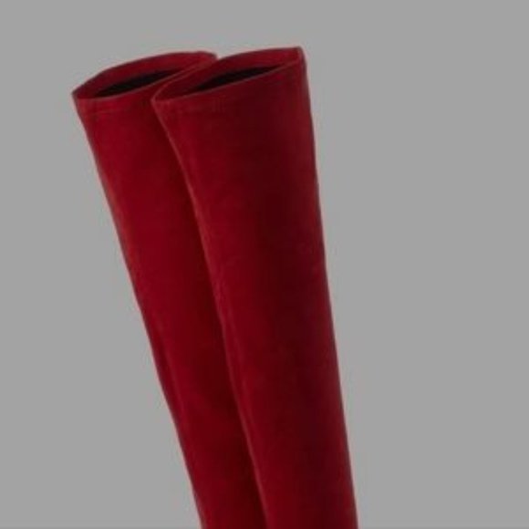 Sexy stretchy suede side zipper thigh high over the knee pointed toe boots - Picture 2 of 8